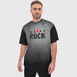 Футболка оверсайз мужская Hard rock on dark grey, цвет: 3D-принт — фото 2