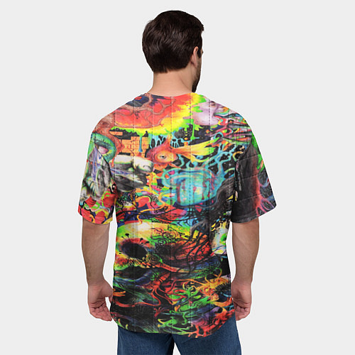 Мужская футболка оверсайз Кислотные рисунки психоделика / 3D-принт – фото 4