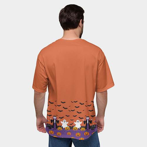 Мужская футболка оверсайз Happy Halloween pattern / 3D-принт – фото 4
