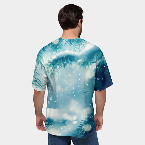 Мужская футболка оверсайз Милая змейка на елочке / 3D-принт – фото 4