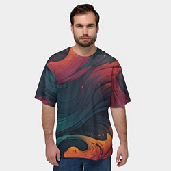 Футболка оверсайз мужская Эбру теплая абстракция, цвет: 3D-принт — фото 2