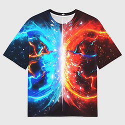 Мужская футболка оверсайз Битва планет абстракция