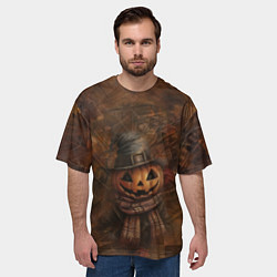 Футболка оверсайз мужская Весёлый тыквенный Джек, цвет: 3D-принт — фото 2