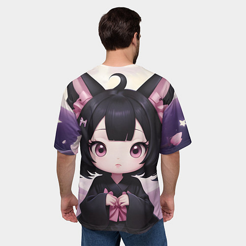 Мужская футболка оверсайз Куроми цветы / 3D-принт – фото 4