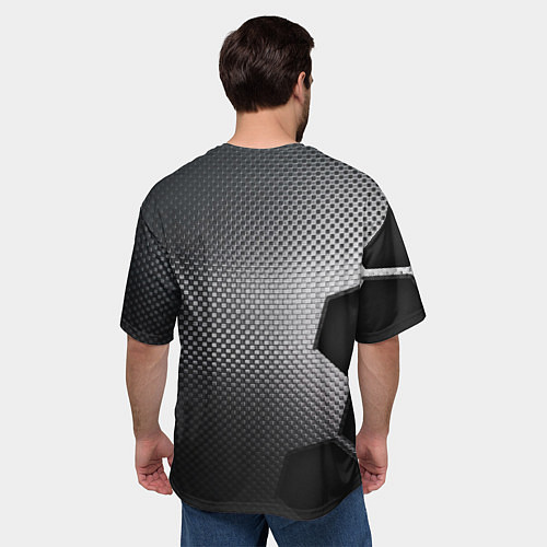 Мужская футболка оверсайз Honda metal auto / 3D-принт – фото 4
