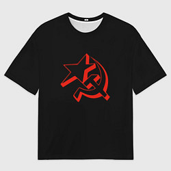 Футболка оверсайз мужская СССР герб молот серп, цвет: 3D-принт