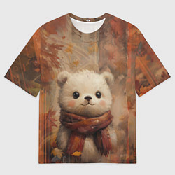 Футболка оверсайз мужская Белый мишка в шарфе, цвет: 3D-принт