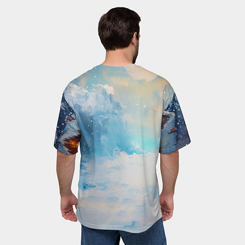 Мужская футболка оверсайз Большая зеленая змея во дворе / 3D-принт – фото 4