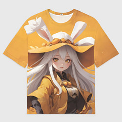 Футболка оверсайз мужская Аниме на желтом фоне, цвет: 3D-принт