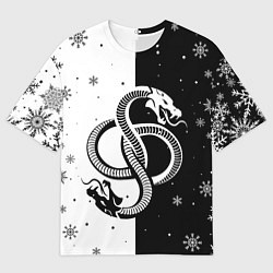 Футболка оверсайз мужская Инь янь - змеи, цвет: 3D-принт