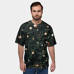 Футболка оверсайз мужская Паттерн - Новогодняя елка, цвет: 3D-принт — фото 2