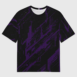 Футболка оверсайз мужская Фиолетовые точки на чёрном фоне, цвет: 3D-принт