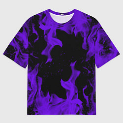 Мужская футболка оверсайз Неоновый фиолетовый огонь