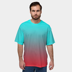 Футболка оверсайз мужская Абстрактно неоновый градиент, цвет: 3D-принт — фото 2
