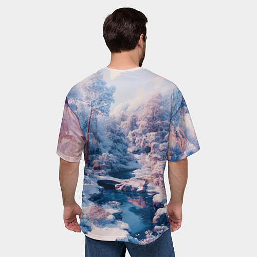 Мужская футболка оверсайз Японская зима в сельской местности / 3D-принт – фото 4