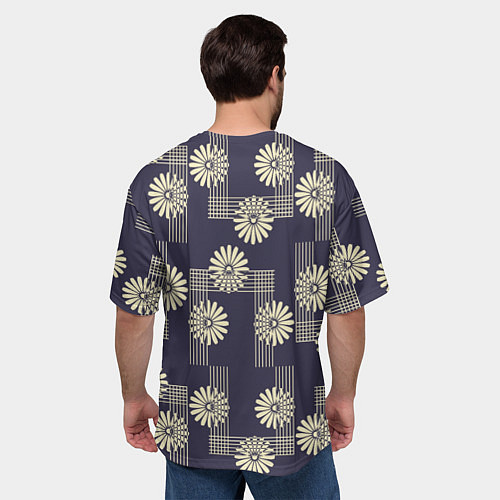 Мужская футболка оверсайз Цветочный геометрический узор / 3D-принт – фото 4
