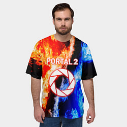 Футболка оверсайз мужская Portal битва огней, цвет: 3D-принт — фото 2