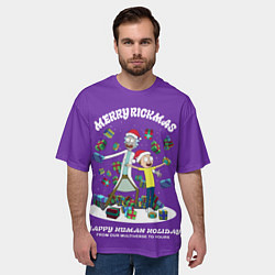 Футболка оверсайз мужская Рик и Морти Новый год подарки Merry Christmas, цвет: 3D-принт — фото 2