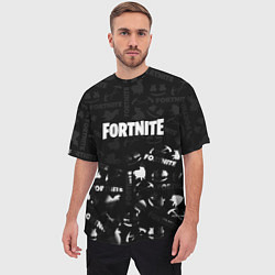 Футболка оверсайз мужская Fortnite pattern black, цвет: 3D-принт — фото 2