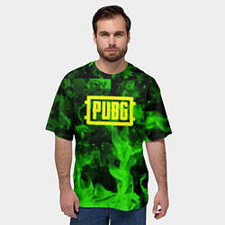 Футболка оверсайз мужская PUBG green fire game, цвет: 3D-принт — фото 2
