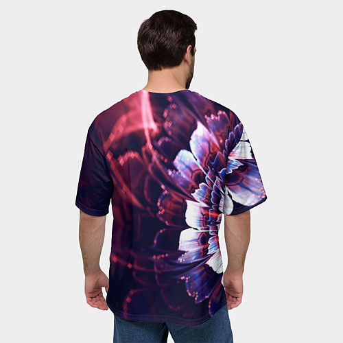 Мужская футболка оверсайз Фрактальный цветок абстракция / 3D-принт – фото 4