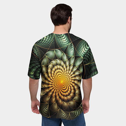 Мужская футболка оверсайз Оптический узор фракталы / 3D-принт – фото 4