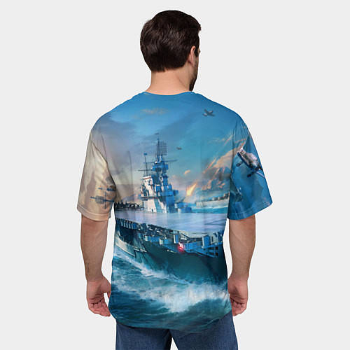 Мужская футболка оверсайз War Thunder ship / 3D-принт – фото 4
