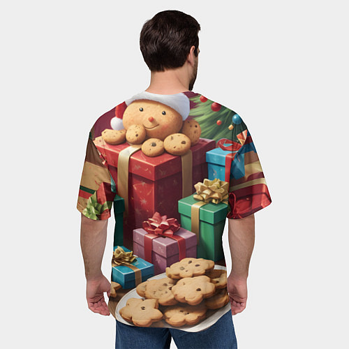 Мужская футболка оверсайз Рождественское печенье / 3D-принт – фото 4