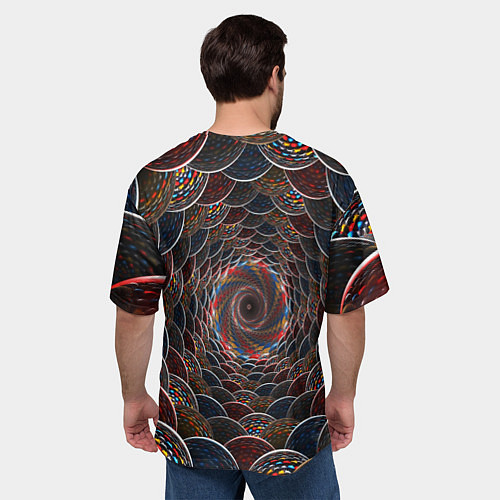 Мужская футболка оверсайз Оптические волны абстракция / 3D-принт – фото 4