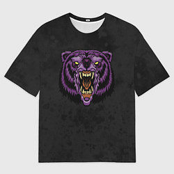 Футболка оверсайз мужская Фиолетовый медведь на темном фоне, цвет: 3D-принт