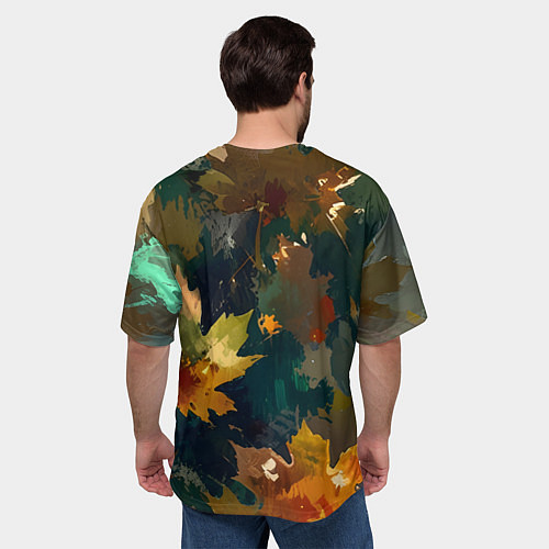 Мужская футболка оверсайз Осень листья / 3D-принт – фото 4