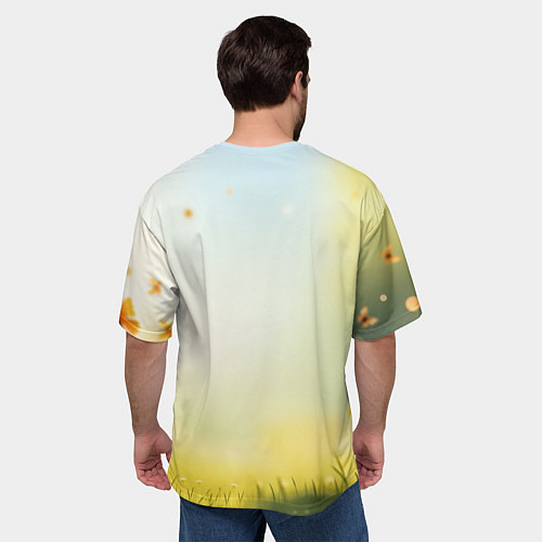 Мужская футболка оверсайз Козлёнок на лугу / 3D-принт – фото 4