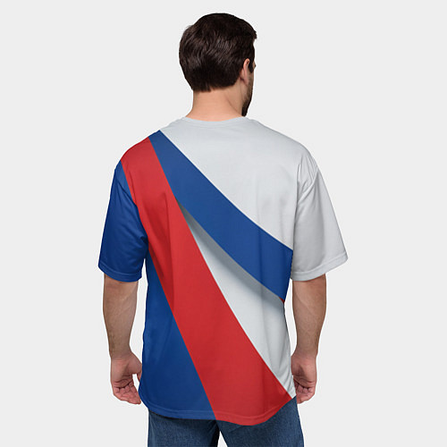 Мужская футболка оверсайз Цвета флага России и герб / 3D-принт – фото 4