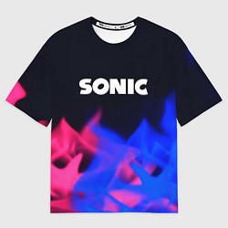 Футболка оверсайз мужская Sonic neon flame, цвет: 3D-принт