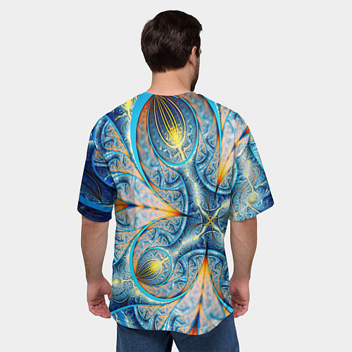 Мужская футболка оверсайз Оптический узор фрактальный / 3D-принт – фото 4