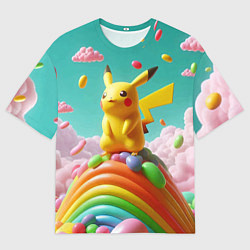 Футболка оверсайз мужская Пикачу на сладкой планете - нейроарт, цвет: 3D-принт