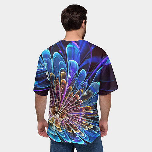 Мужская футболка оверсайз Оптический цветок узор / 3D-принт – фото 4