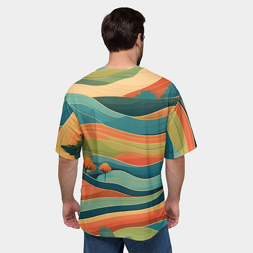 Мужская футболка оверсайз Поля луга / 3D-принт – фото 4