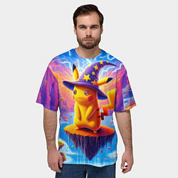 Футболка оверсайз мужская Pikachu in a stargazers hat, цвет: 3D-принт — фото 2