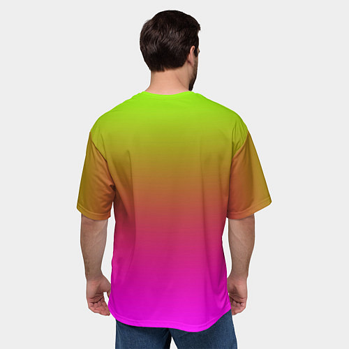 Мужская футболка оверсайз Неоновый градиент фон / 3D-принт – фото 4