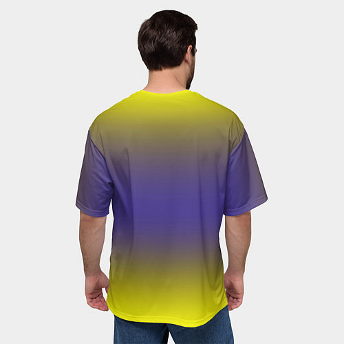 Мужская футболка оверсайз Градиент жёлто серый / 3D-принт – фото 4