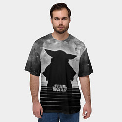 Футболка оверсайз мужская Звездное небо - Беби Йода, цвет: 3D-принт — фото 2