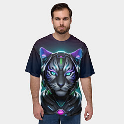 Футболка оверсайз мужская Неоновый тигр, цвет: 3D-принт — фото 2