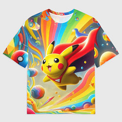 Футболка оверсайз мужская Super Pikachu - ai art fantasy, цвет: 3D-принт