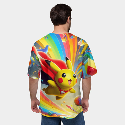 Мужская футболка оверсайз Super Pikachu - ai art fantasy / 3D-принт – фото 4
