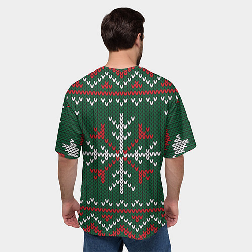 Мужская футболка оверсайз Knitted Snowflake Pattern / 3D-принт – фото 4
