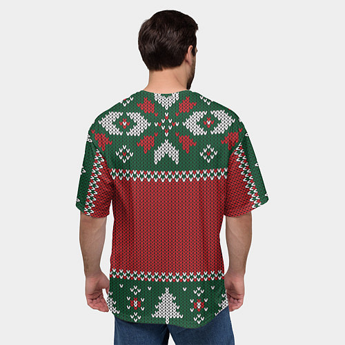 Мужская футболка оверсайз Knitted Christmas Pattern / 3D-принт – фото 4