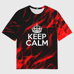 Футболка оверсайз мужская Keep calm flame red, цвет: 3D-принт