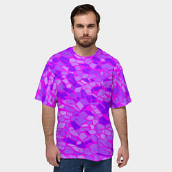 Футболка оверсайз мужская Фиолетовые плитки на розовом фоне, цвет: 3D-принт — фото 2