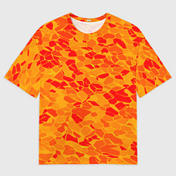 Футболка оверсайз мужская Красные плитки на жёлтом фоне, цвет: 3D-принт